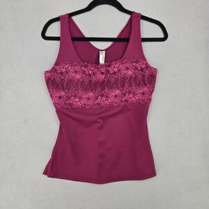 Maidenform Flexees 2XL Lace Trim Shapewear Camisole Women Berry Smoothing Tank